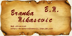 Branka Mikašević vizit kartica